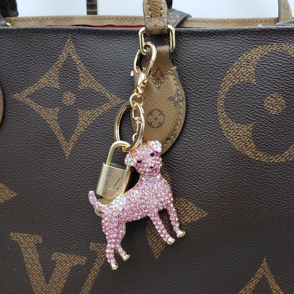 LV Gold Padlock 🔑 Authentic Louis Vuitton Charm + Unbranded Dog Keychain - Picture 9 of 10